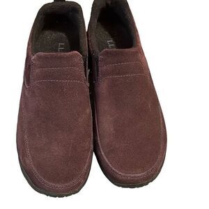 L.L.Bean womens shoes Size 7 W plum suede slip on outdoor rugged hiking‎ comfort